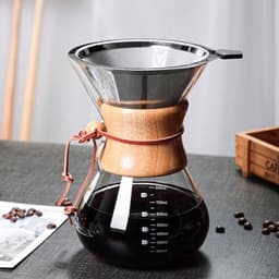 Handmatig Glazen Koffiezetapparaat met Houten Handvat 400 ml — thumbnail 5