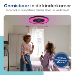 Gologi Plafondventilator met Verlichting - Ø60 cm - LED RGBW - 6 Standen - Plafondlamp Slaapkamer - Plafonniere met Ventilator - Met lamp, afstandbediening en App - Zwart — thumbnail 3