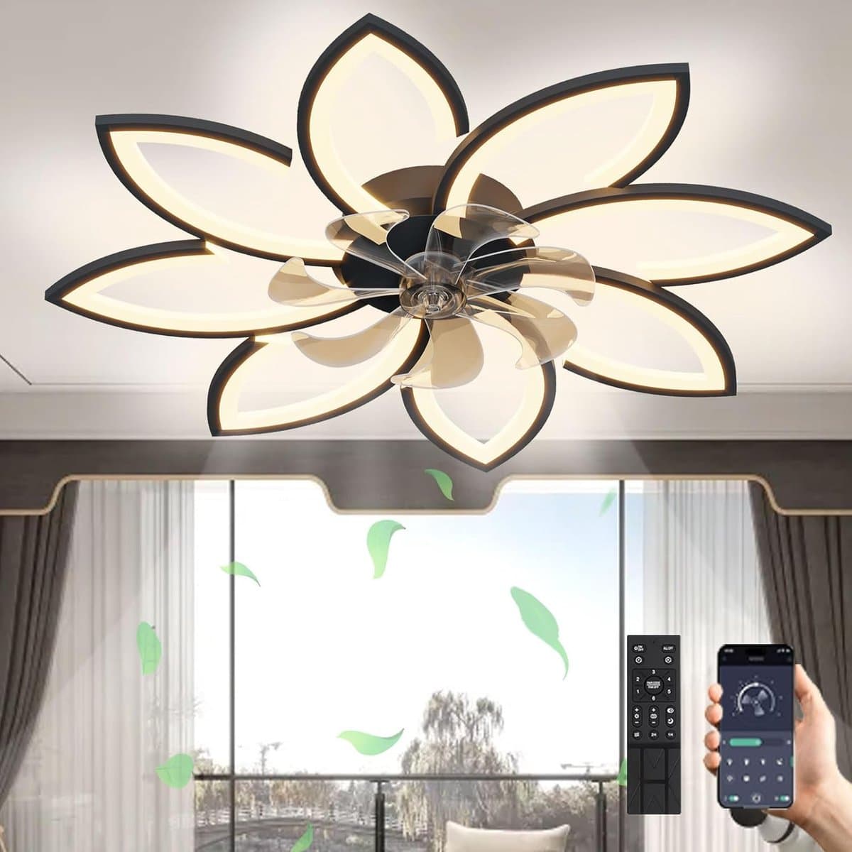 Plafondventilator met Verlichting - Met Afstandbediening - Stil in Gebruik - Stille Plafondventilator - Verlichting Woonkamer — afbeelding 1
