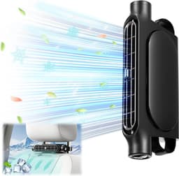 Autostoelventilator met dubbele turbo sterke wind - 3-speed verstelbaar - USB - auto rugleuning ventilator - geschikt voor alle auto's - jeep - bestelwagens - RV - trucks - zwart Turbo fan — thumbnail 1
