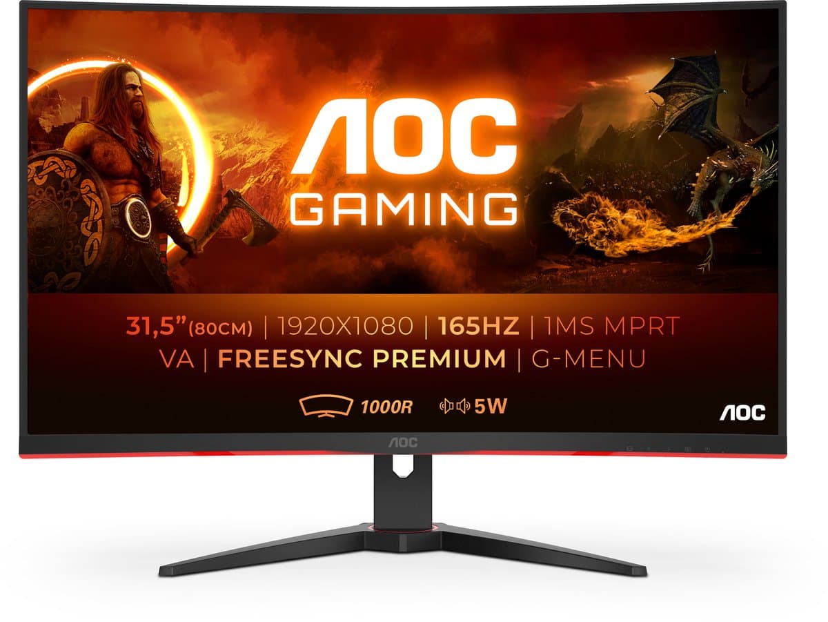AOC C32G2AE - Curved Gaming Monitor - 165hz - 32 inch — afbeelding 1