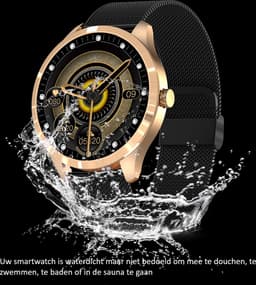 Belesy® BQSiRgRb PLUS - Smartwatch Dames – Smartwatch Heren - Horloge - 1.28 inch - Kleurenscherm - Stappenteller - Bloeddruk - Hartslag - 75+ Wijzerplaten – Sporten – Rose Goud – Milanees staal - Siliconen - Regenboog - Kerstcadeau — thumbnail 5