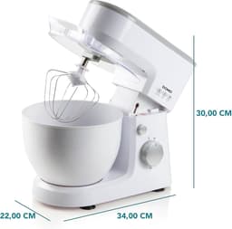 Keukenmachine - Mixer - Bakken en koken - Planetaire mengwerking - 4 liter kom - Wit zilver — thumbnail 2