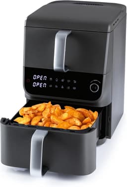 Dubbele Airfryer - Heteluchtoven Multicooker - Gelijk Garen - Verticale Dubbele Kamer - 10 Liter - Grijs — thumbnail 5