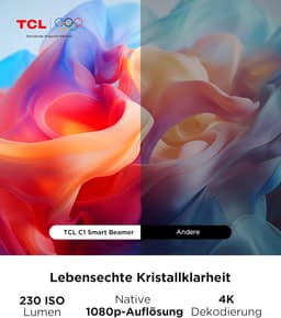 Slimme Beamer - Draagbare Projector - Thuisbioscoop Ervaring - Google TV Ingebouwd - 120 Inch Scherm - Donkergrijs — thumbnail 3