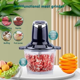 Elektrische Gehaktmolen - Keukenmachine Blender - Snel Ingrediënten Hakken - 4 Roestvrijstalen Messen - 3 Liter Kom - Marineblauw — thumbnail 3