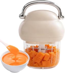 Elektrische Keukenmachine - Mini Hakmolen - Snel Ingrediënten Maken - Oplaadbaar Draadloos Gemak - 350ml Capaciteit - Beige — thumbnail 1