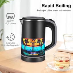 800ml Mini Reiskoker - 600W & 304 RVS - Met Automatische Uitschakeling - Voor Thee, Koffie & Melk - Veilig & Draagbaar voor Thuis & Reizen — thumbnail 3
