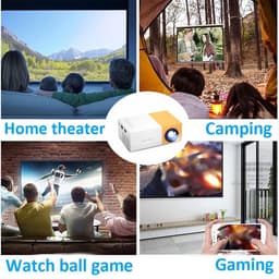 Dailygoody - Miniprojector - 4K - Draagbare LED-buitenhuisbioscoop - Geel en wit - Full HD - Kinderen - Compact formaat — thumbnail 4