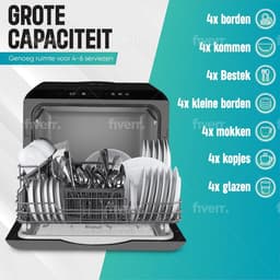 Mini vaatwasser - Kleine afwasmachine - 5 programma's - Energieklasse D - Appartement — thumbnail 5