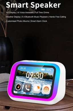 Slimme wekker met Bluetooth-luidspreker, weerweergave, nachtlampje, muziekspeler, verhalenspeler, fotolijst, perfect cadeau, Bluetooth-app — thumbnail 1