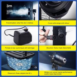 Vernevelingsventilator - Buitenventilator Mist - Terras Koelen - Zonder Waterleiding - 61cm - Zwart — thumbnail 5
