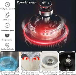 Elektrische Kneedmachine - Deegmixer - Zelf Bakken - Intelligent Kneedprogramma - 7 Liter - Zilver — thumbnail 3
