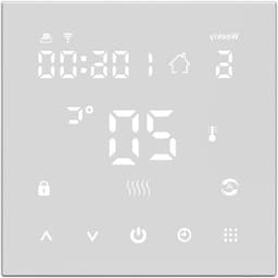 Wifi Temperatuurregelaar - Slimme Thermostaat - Vloerverwarming Instellen - Programmeerbaar met Antivries - 86 x 86 x 27 mm - Wit — thumbnail 1
