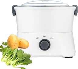 Elektrische aardappelschiller - Automatische schilmachine - Efficiënt groenten schillen - 6 roestvrijstalen messen - 1 kg per keer - Wit — thumbnail 1