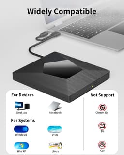Externe Blu-ray Schijf - Optische Drive - Films en Data - USB 3.0 Type-C - Draagbaar Ontwerp - Zwart — thumbnail 3