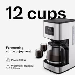 Klarstein Verosteel Filterkoffiemachine – RVS-koffiemachine, 1,5 L voor tot 12 kopjes, LCD-display, warmhoudfunctie 40 min, anti-druppelsysteem, automatische uitschakeling — thumbnail 4