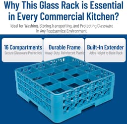 Glazen Rek - Vaatwasrek - Veilig Glazen Wassen - 16 Compartimenten - 7.12 Inch - Blauw — thumbnail 5