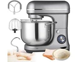 Keukenmixer - Deegmachine - Bakken en Koken - 10 Liter Kom - 2000W Vermogen - Zilver