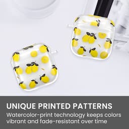 kwmobile Hoes compatibel met Apple Airpods 4 Case - Zachte TPU beschermhoes - Cover in geel / transparant citroenen design — thumbnail 5