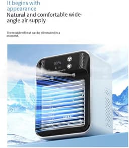 KZQ Mini-airconditioner – oplaadbaar, 2 snelheden, 2 nevelstralen, digitaal display, voor auto, slaapkamer, kantoor of camping — thumbnail 5