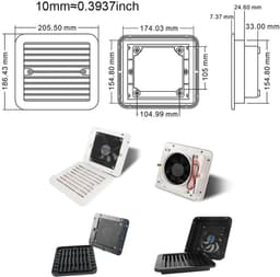 Ventilator - Afzuiger - Luchtcirculatie - Stof en insectenwerend - 23 cm - Zwart — thumbnail 5