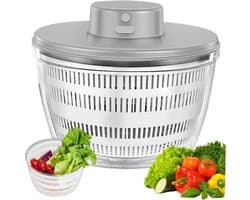 Elektrische Salade Spinner - Groente Droger - Snel Groenten Drogen - Grote 4L Kom - 22 cm - Grijs