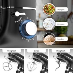 Keukenmachine - Zwart - 6,2L - Multifunctionele Foodprocessor met Blender en Accessoires - Voor Kookliefhebbers — thumbnail 2