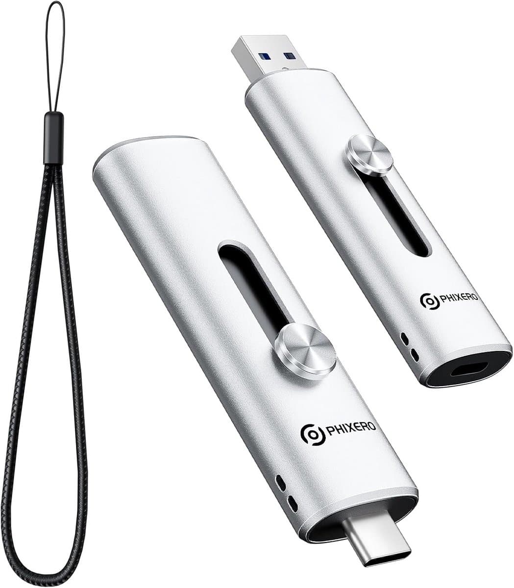 Dubbele poort USB-drive - Flash drive - Bestanden Opslaan - Snelle USB 3.2 - 512 GB - Zilverkleurig — afbeelding 1