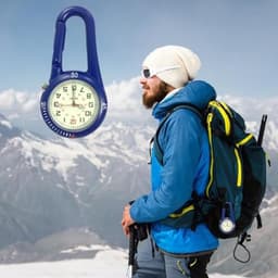 Pakket van 2 karabijnhaakhorloges, zakhorloge met karabijnhaakbevestiging, waterdichte karabijnhaakhorloges, zusterhorloge, lichtgevend analoog quartzhorloge, karabijnhaakhorloge voor fietsers, klimrugzak — thumbnail 3