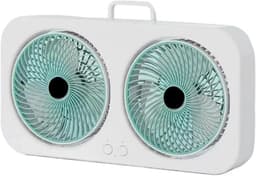 Tafelventilator - Bureauventilator - USB ventilator - Luchtcirculator - Stil - Oplaadbaar - 3 snelheden - Dubbele kop - Voor kantoor en thuis - Wandmontage - Draagbaar - Groen — thumbnail 1