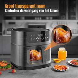 RUX® Airfryer XXL - Mini-oven - Heteluchtfriteuse - 9L - 8 Programma's - Zwart - 30cm x 36cm x 30cm — thumbnail 4