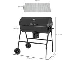 Houtskool Barbecue - Metaal - Zwart - 95x71.5x102cm - Buiten Gebruik