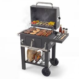 KitchenBrothers Houtskool BBQ Midi - Barbecue Houtskool - RVS Grillroosters - PFAS-Vrij - Met Aslade - 30x40 cm Grilloppervlak - Vaderdag Cadeau - Zwart — thumbnail 1