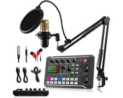 Podcast Starterspack - Gaming / Streaming / Podcasting - Microfoon Arm - Perfect voor Streamen, Zingen, Youtube & Gamen - Zwart