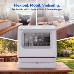 MEDION Mini Vaatwasser DWT30, 3 Couvert, Tafelvaatwasser, werkt met of zonder wateraansluiting, 6 Programma’s, UV Licht, Ventilatiedroging, Touch Display, vrijstaand, MD370022 — thumbnail 3