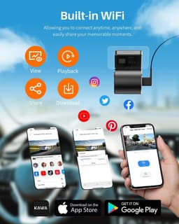 Compacte Dashcam Auto - Mini Camera - Veilig Rijden - Stem- en Appbediening - 2K QHD 1296P - Zwart — thumbnail 4