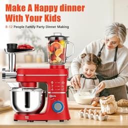 Keukenmixer - Bakmachine - Thuis bakken - 1400W motor - 10 liter kom - Rood — thumbnail 3