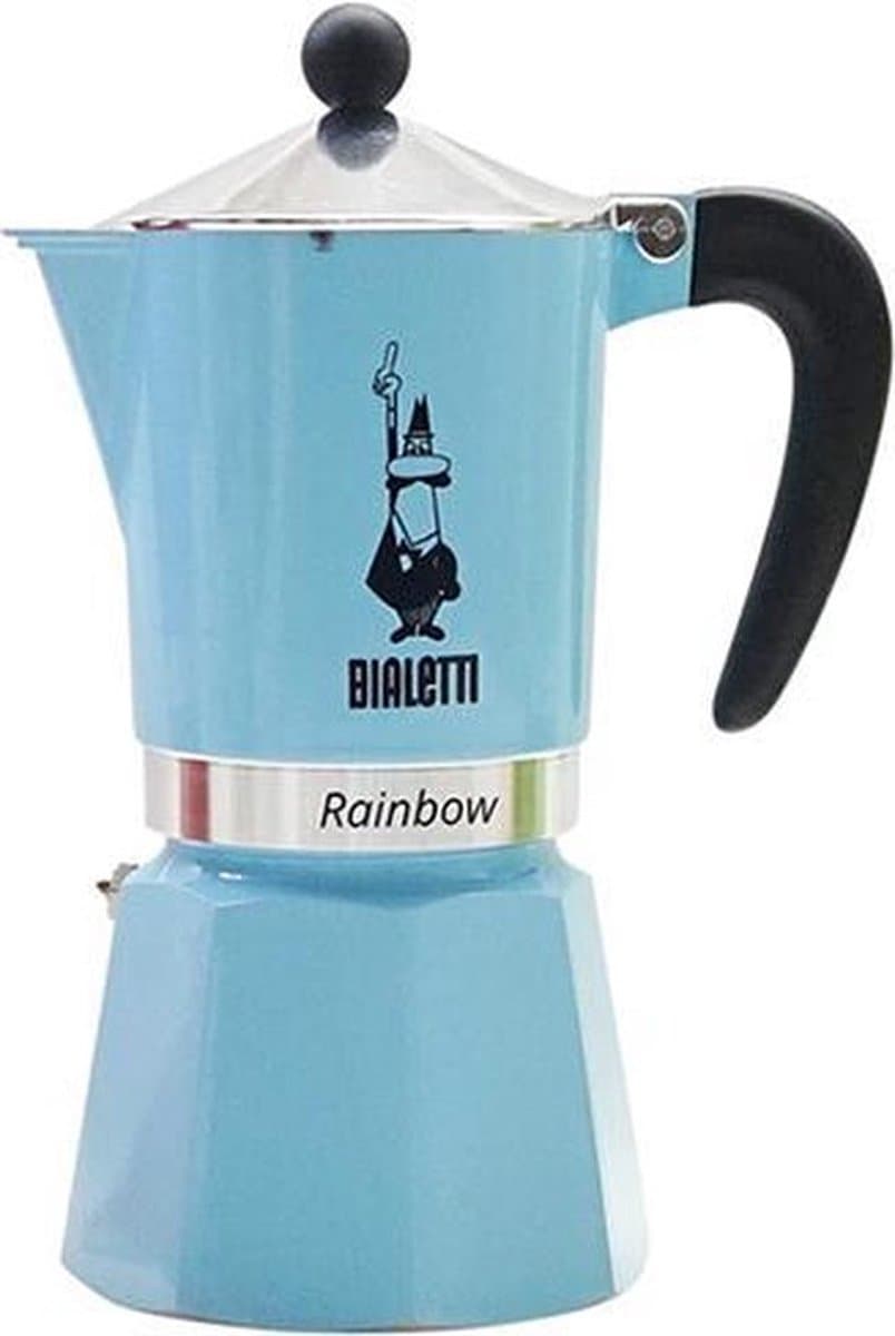 Bialetti Rainbow Azzurro 6 Kops – Espressopot – Lichtblauw – Aluminium – 270 ml — afbeelding 1