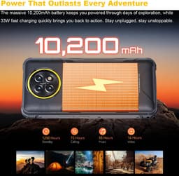CUBOT Kingkong Ace 5 Robuuste Smartphone - 20GB RAM 256GB ROM - 10200mAh 33W Robuuste Telefoon - 6,745inch 120Hz - 4G Dual SIM - 48MP+16MP - IP68/IP69K - Android 16 - NFC GPS - Zwart — thumbnail 4