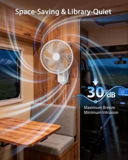 Wandventilator - Kleine ventilator - Ruimte koeling - Met licht en afstandsbediening - 25 cm diameter - Wit — thumbnail 5