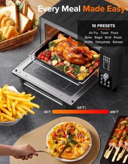 Airfryer Convectieoven - Mini Oven Broodroosteroven - Snel en gelijkmatig koken - 12-in-1 functies - 21 QT - Zwart — thumbnail 4