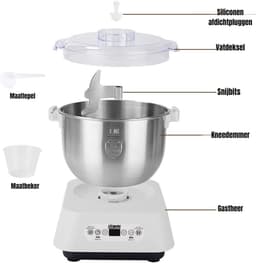 Aurixi® Deegmachine - Elektrische Deegmixer - Keukenmixer - 5L - Mengen en Rijzen- Wit - 31 cm x 26 cm x 30 cm — thumbnail 4