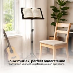 Muziekstandaard Inklapbaar & Verstelbaar - Zwart - 145 cm - Bladmuziek houder - Lessenaar voor Bladmuziek — thumbnail 4