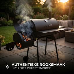 Lugia Houtskool BBQ - Smoker Barbecue – 136 cm – Grote Grill 66x41 cm - Warmhoudrek – Zijtafel met Flessenopener – Zwart — thumbnail 2