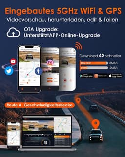 VANTRUE E3 3 Lens Dashcam 5GHz WiFi with Voice Control, 1944P + Dual 1080P Front Rear Car Camera with GPS, IR Night Vision, 24 Hours Parking Monitoring Car Camera Truck Car, Max 512G — thumbnail 3