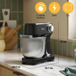 Tristar Keukenmachine 800W - Keukenrobot 4,5L - RVS mengkom - 12 programma's - Zwart — thumbnail 2