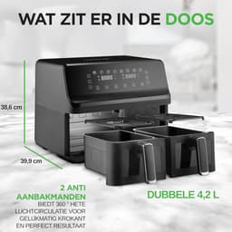Airfryer XXL - Dubbele Mand Airfryer - keukenhulp — thumbnail 3