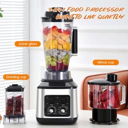 Premium - Blender Voedselprocessor 3 Liter - 950W - Inclusief Vleesmolen - Sapcentrifuge - Multifunctionele Keukenmachine - Rood Zwart - Geschikt voor Thuisgebruik — thumbnail 3