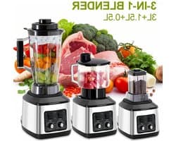 Premium - Blender Voedselprocessor 3 Liter - 950W - Inclusief Vleesmolen - Sapcentrifuge - Multifunctionele Keukenmachine - Rood Zwart - Geschikt voor Thuisgebruik